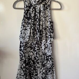Just...Taylor Black and White Floral Halter Midi Dress